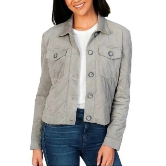 Kut from the Kloth Jackets & Blazers - Kut From The Kloth Eleanor Gray Faux Suede Quilted Jacket Sz M